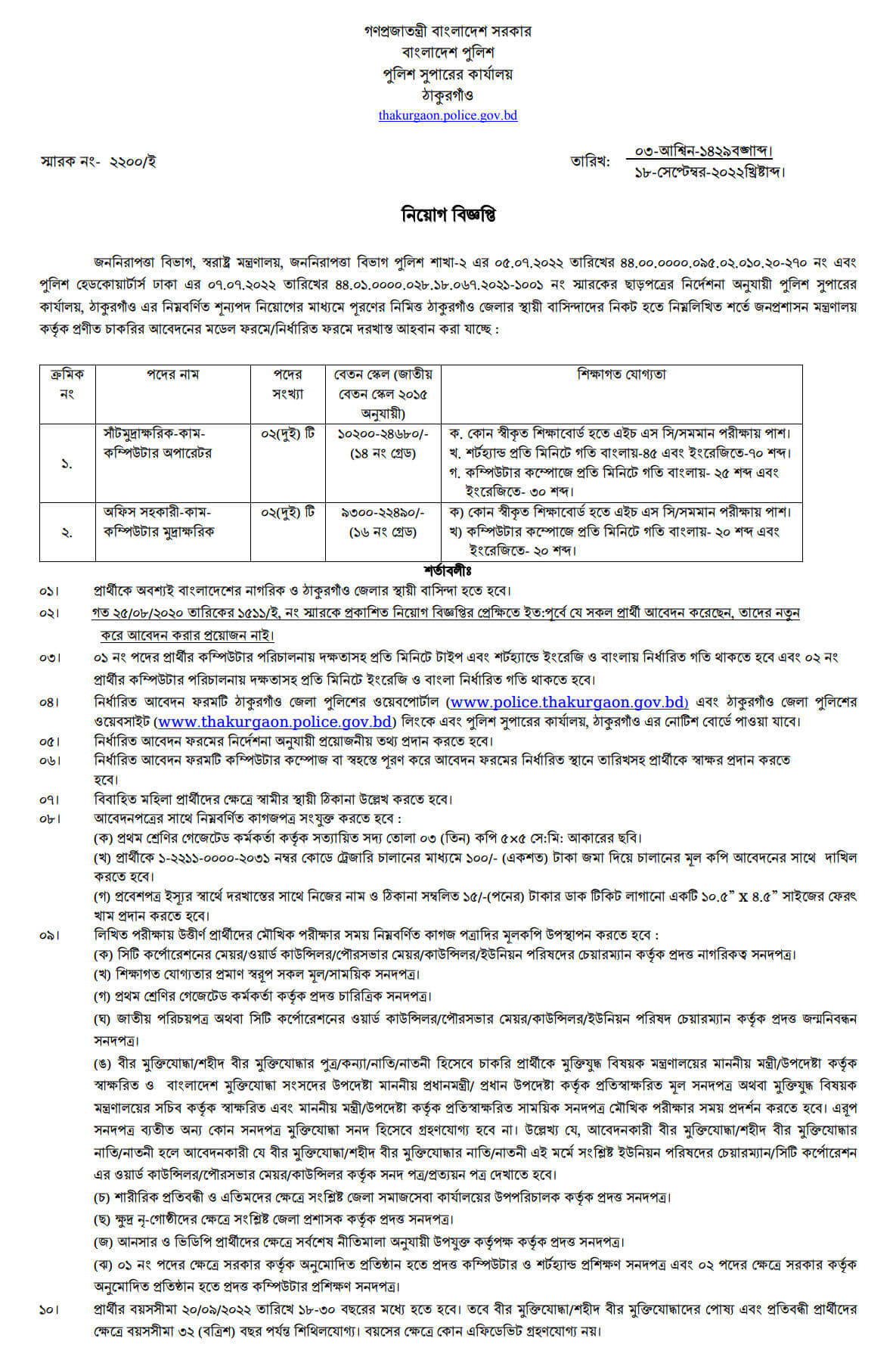 Bangladesh Police Super Office Job Circular 2022 